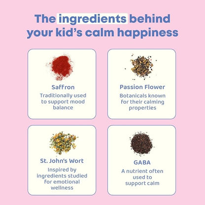 JoySpring Saffron Gummies for Kids | Saffron Extract with GABA Supplements Offer Mood Support and Calms Temper Tantrums | Sugar Free Gummies