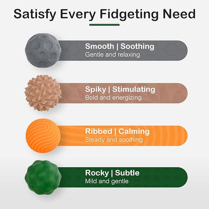 Fidget Toys Adults – 4PCS Magnetic Silicone Stress Balls for Anxiety, Focus & ADHD Relief, Textured Sensory Desk Gadgets, Stocking Stuffers or White Elephant Gifts for Men Women Teens