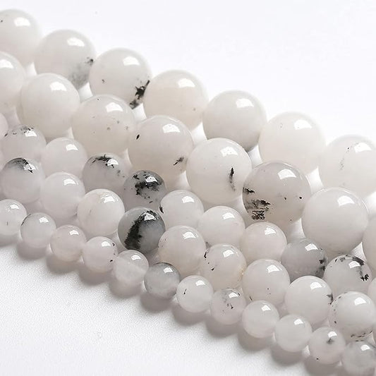 8MM 46PCS Natural Stone Ink Spots Jade Loose Beads for Jewelry Making DIY Bracelet Necklace