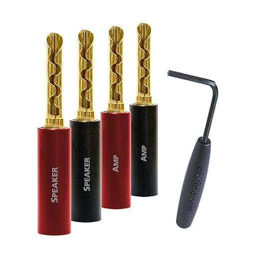 AudioQuest SureGrip® 100 Banana Speaker Connectors - Fits up to 9 AWG Speaker Cables - Gold - Set of 12