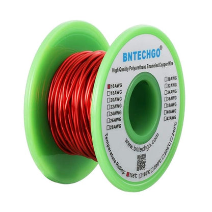 BNTECHGO 16 AWG Magnet Wire - Enameled Copper Wire - Enameled Magnet Winding Wire - 4 oz - 0.0492" Diameter 1 Spool Coil Red Temperature Rating 155℃ Widely Used for Transformers Inductors