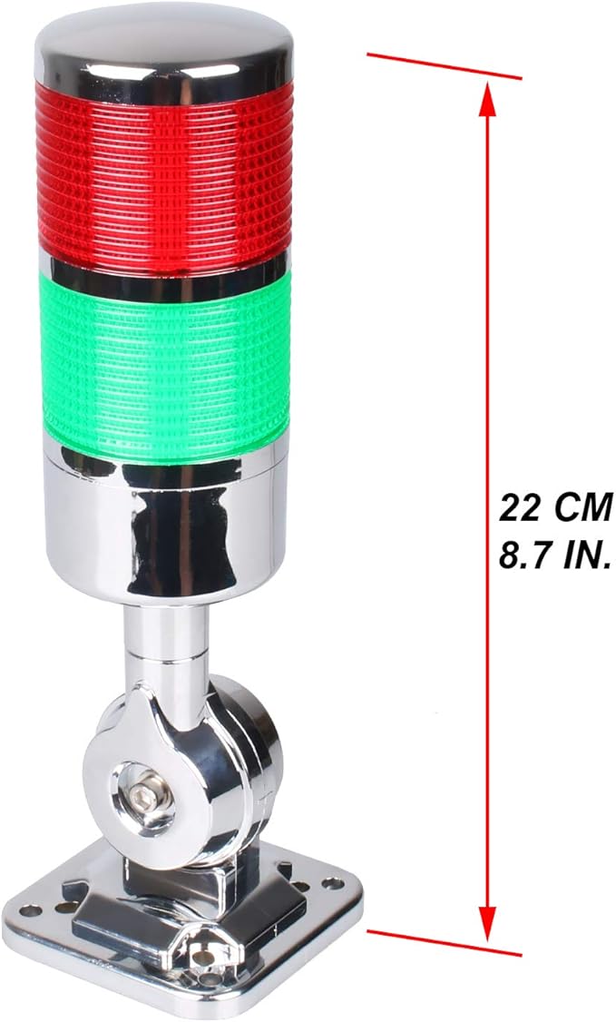 12-24V LED Stack Tower Lights, Industrial Warning Lights, Andon Lights, Column Signal Tower Indicator Lamp Beacon, Continuous/Flashing Light Switchable, 2 Layer (Without Buzzer)