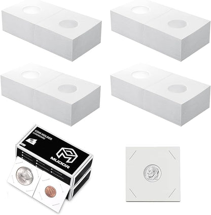 MUDOR Upgraded Premium Coin Flips for Dime, 200 Pack Cardboard Coin Holder, Mylar Coin Flips 2x2, Paper Coin Holders