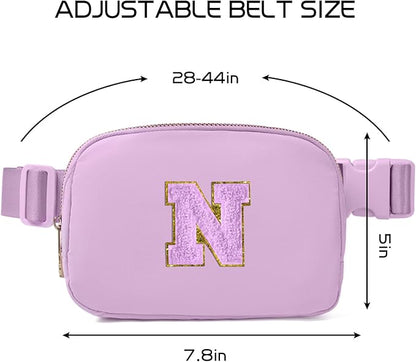 Gitus Gifts for 8 9 10 11 12 Year Old Girls Belt Bag Fanny Pack Crossbody Bags with Initial Letter Patch Cute Stuff Birthday Gifts for Teen Girls Women Personalized Trend Stuff (Lavender-N)
