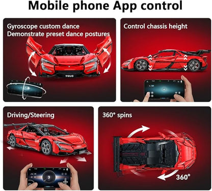 CaDA Master Yangwang U9 Super Car Brick Set, C64011W 1:8 Sports Car Building Block Kit with U-Turn Function, Dancing Building Block Model for Adults Collectors (3671PCS)