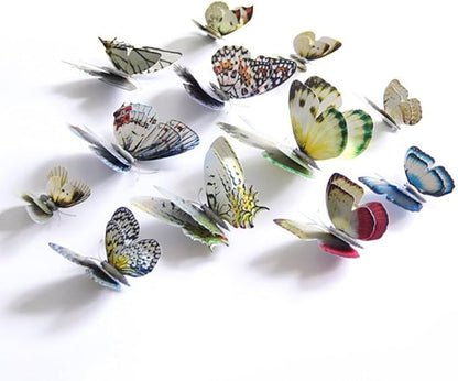Mixed of 12PCS 3D Pink Butterfly Wall Stickers Decor Art Decorations¡­ (Silver)