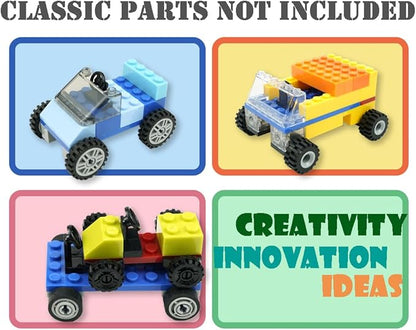 Wheels and Axles Set, Car Parts Chassis Pieces Tires Building Blocks, Compatible with Classic Bricks Toys