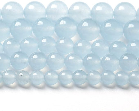 4MM 86PCS Natural Stone Light Blue Chalcedony Loose Beads for Jewelry Making DIY Bracelet Necklace