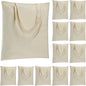 12 Pack Large Canvas Tote Bag - Lightweight Thin Tote Bags Bulk Blank Shopping Reusable Grocery Bags for DIY Gift Sublimation Activity - Beige