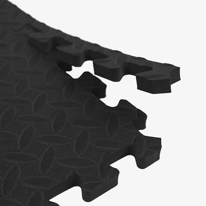 IncStores 1/2 Inch Thick Diamond Soft Foam Flooring Tiles | High-Density Interlocking Foam Tiles for Rugged Style in Your Home Gym, Playroom, and More | Black, 64 Tiles