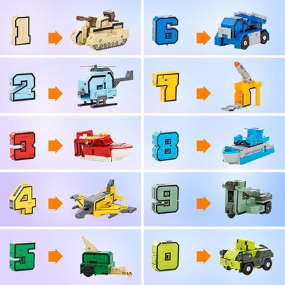Number Transforming Toys, Alpha Bot Military Transforming Robet Toy for Tollders Montessori Teaching, School Classroom STEM Learnnig Toys for Boys 3 4 5 Years Old