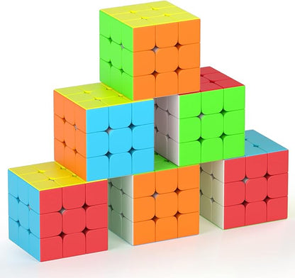 Full Size 3x3x3 Speed Cube Set, 2.2in Puzzle Party Favors Toy Stickerless Magic Cube Set, School Classroom Prize for Students, Birthday Party Stocking Stuffers Gifts for Kids Teens Adults(6 Pack)