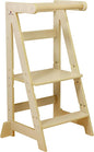 Damoch Family® Adjustable Wooden Learning Helper and Kitchen Tower for Kids - Montessori-Inspired Toddler Tower and Stool for Safe Participation in Kitchen Activities