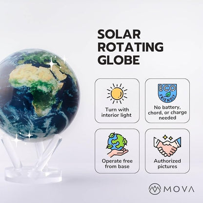 MOVA Saturn Globe 6” – Rotating Solar Planet Model for Home or Office Decor | No Batteries or Cords | Striking Modern Astronomy Gift