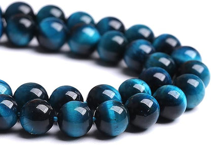 160PCS 4MM Blue Tiger Eye Beads Natural Stone Gemstone Spacer Loose Beads for Jewelry Making DIY Bracelet Semi Precious Beads Strand 2 Strands