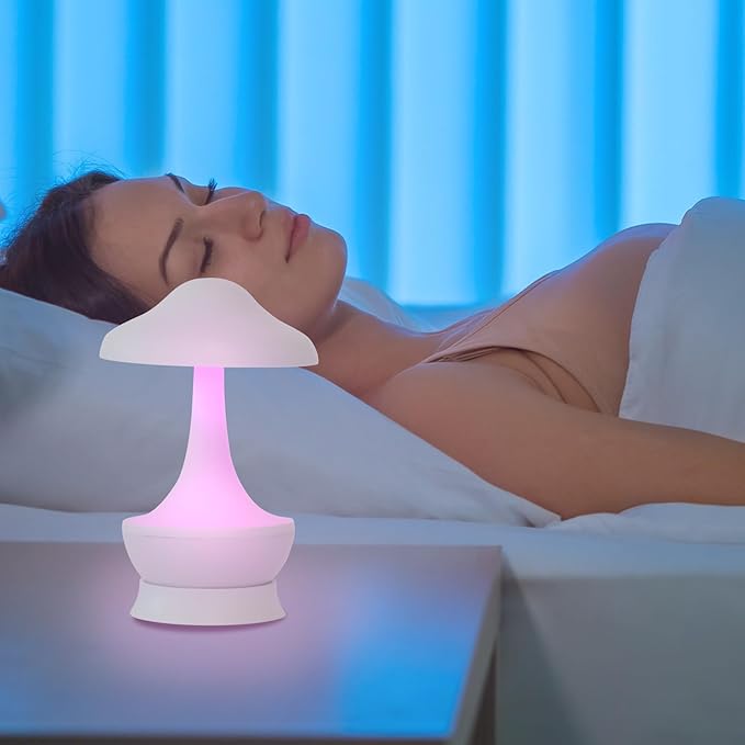 Mushroom Lamp Cordless Table Lamp - Room Decor Aesthetic Night Light for Night Stands and Desk Lamps - Fun and Energy- Night Light with USB Charging Port - Soft Indoor Lighting for Kids (White)