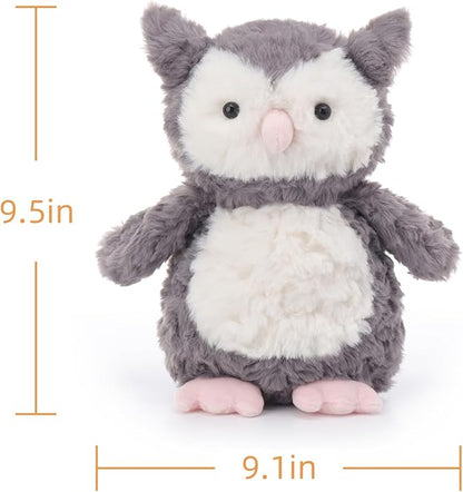 Apricot Lamb Grey Flower Owl Stuffed Animals for Kids, Soft Cute Plush Toys for Baby Girl and Boy, 9.5 Inches