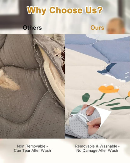 Premium Foam Baby Play Mat 50" x 50" – Removable & Machine Washable Cover, Extra Thick Padding Playpen Mat, Non-Slip Crawling Mat, Easy to Clean for Infants, Toddlers & Babies