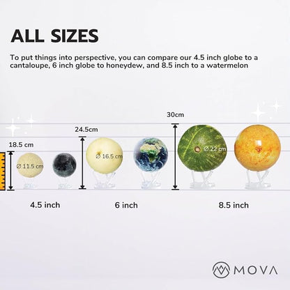 MOVA – Green and Gold Rotating Decor Globe, 6” | Solar-Powered Motion | No Batteries | Gift for Desk, Home, or Office