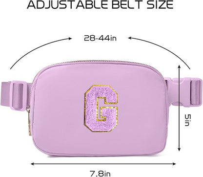 Gitus Gifts for 8 9 10 11 12 Year Old Girls Belt Bag Fanny Pack Crossbody Bags with Initial Letter Patch Cute Stuff Birthday Gifts for Teen Girls Women Personalized Trend Stuff (Lavender-G)