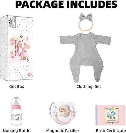 SCOM Realistic Reborn Baby Dolls - 18 Inch Real Life Baby Girl, Silicone Doll with Anatomically Correct, Lifelike Newborn Weighted Baby with Full Body Vinyl for Kids Age 3 4 5 6+ Gift