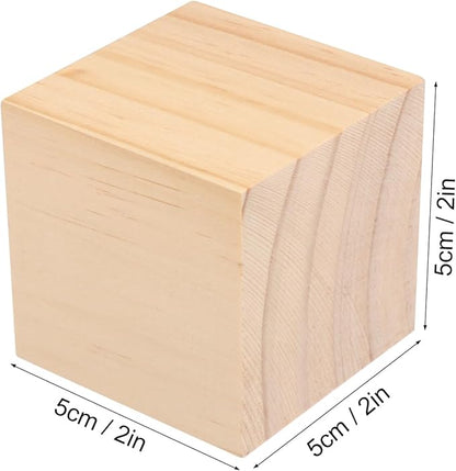 50 Packs Wooden Blocks for Crafts, 2 Inch Pine Wood Cubes, Wooden Cubes for Paint, Stamp, Decorate, DIY Projects and Personalized Gifts,by GNIEMCKIN.