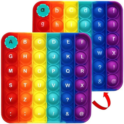 Alphabet Popper Fidggety Toy, Stress Relief Sensory Popping Game, Preschool Montessori Uppercase Lowercase Matching Game, ABC Letter Learning Educational Block (2 Double Sided Poppers)