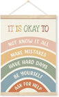 Inspirational Wall Art, Canvas Poster Hanger for Wall, Motivational Quotes Posters, Canvas Wood Hanging Banner, Mental Health Decor Art for Calm Down Corner, School Counselor Office Hanging Decor