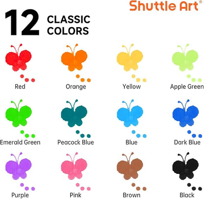 Shuttle Art Dot Makers, 12 Colors Bingo Daubers with 20 Unique Patterns of Dot Book for Toddler Art Activities, Non-Toxic Washable Coloring Markers for Preschool Kids Learning