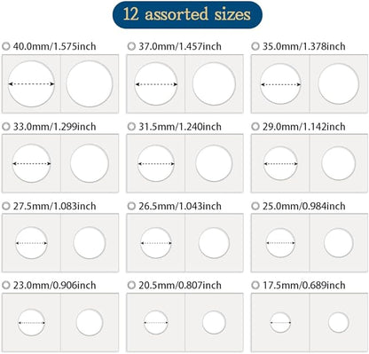 Boen 600Pcs Coin Holder 12 Assorted Sizes are Professional Coin Holders for Colletors (Coin Flips 12 Assorted Sizes 600 pcs)