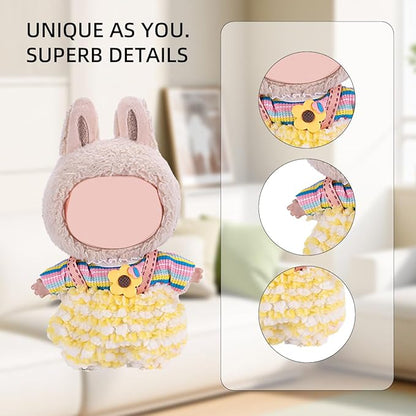 17cm Doll Clothes Set, Premium Jeans & Knitted Sweater Outfit for 17cm 15cm Dolls, Cute Dress Up Fashion, No Doll Included (Colorful, 17cm/15cm)