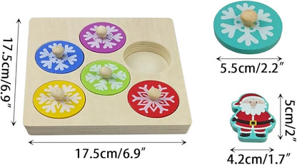Pinkiwine Christmas Wooden Peg Puzzles Montessori Educational Toys for Kids Toddlers Christmas Toys Christmas Stocking Stuffers Gifts