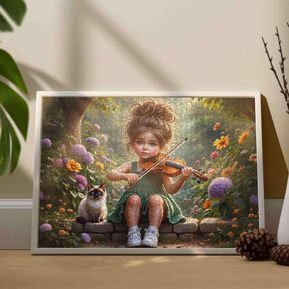 Tucocoo 1000 Piece Jigsaw Puzzle for Adults, Girl Playing Violin in Garden with Cat – Challenging and Relaxing Puzzle, Aesthetic Art Puzzle for Family, Educational Toys for Teens Home Wall Decor Gift