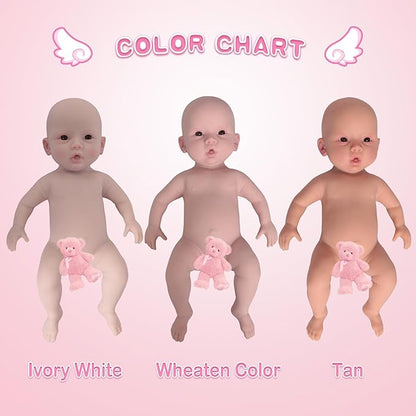 YIQI 18.5 inches Full Silicone Newborn Baby Doll not Vinyl Soft Silicone Baby Lifelike Reborn Doll Present Collectible Washable (Wheaten Color)