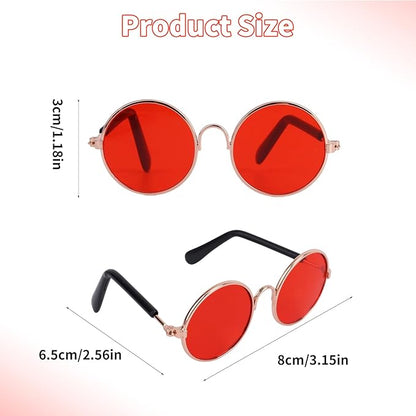 4pcs Mini Doll Glasses, Cute Tiny Sunglasses for Most Dolls Outfit and Toys Clothes Set Decorations with Metal Frame Multi-Color Lenses Fashion Eyewear Accessories (Color 3)