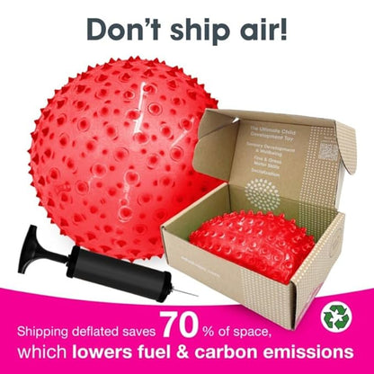 Edushape Original Sensory Ball for Baby - 7" Deflated with Pump, Transparent Red, Enhances Gross Motor Skills for Kids 6 Months & Up