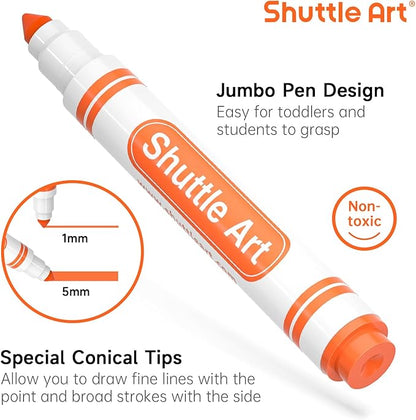 Shuttle Art 304 Pack Washable Markers, 8 Colors Broad Line Markers, Separate Pack of 38, Conical Tip Marker Bulk with a Box, Home Classroom School Supplies for Toddlers Kids Adults Students Teachers