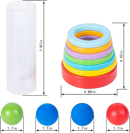 Montessori Interactive Stacking Rings and Balls for Babies 6-12 Months - Clear Tube Fun