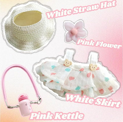 15cm & 17cm Doll Clothes Outfits Set - Premium Dress Up Bundle with Exquisite Accessories | Soft Fabric Fashion Doll Costume for 15-17cm Dolls (White Skirt-4)