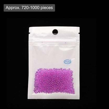 Iridescent Glass Tiny Bubble Beads, 0.4-3mm 10g No Hole Micro Mini Round Deep Purple Water Droplets Beads - Applications: for Resin Filler, Nail Art, Dollhouse Bath Tub
