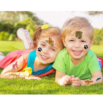 Cheetah Tattoos for Kids, 10 Sheets Cheetah Jungle Animal Theme Temporary Tattoos for Boys Cheetah Birthday Party Supplies Gifts Decoration