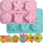 Sakolla 6-Cavity Flower Soap Molds Silicone, 2 Pack Tulip Different Flower Shapes Silicone Molds for Soap, Lotion Bar, Bath Bombs, Chocolate, Candy Baking Molds Jelly, Ice Cube Tray