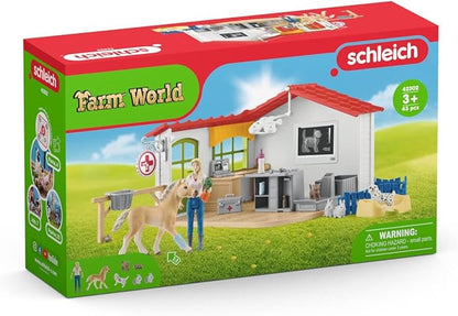 Schleich Farm World - 43 PC Veterinarian Set for Kids - Pet Veterinary Playset has Office, Vet Figurine, Horse, Dog, Cat Animal Toy and Accessories - Educational Toys for Children and Toddlers Ages 3+
