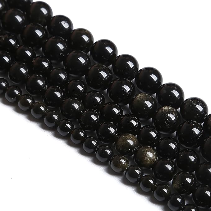 12MM 32PCS Natural Stone Golden Obsidian Loose Spacer Beads for Jewelry Making DIY Bracelet