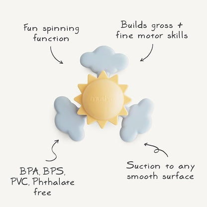 mushie Sunshine Suction Spinner Toy | Toddler Sensory Toys for Bath & Play
