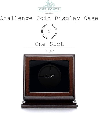 Challenge Coin Display Case Walnut Color 1.5-1.75 Inch 38-44.5 mm Coin Holder 1 Slot