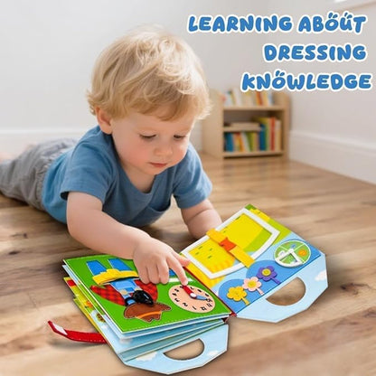 Farm Busy Book for Toddlers 1-3, Busy Book for Toddlers 3-5, Educational Farm Barn Animals Quiet Books with Finger Puppets, Montessori Portable Travel Learning Toys for 1 Year Old Boy Girl Gifts