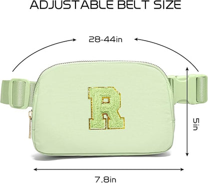 Gitus Gifts for 8 9 10 11 12 Year Old Girls Belt Bag Fanny Pack Crossbody Bags with Initial Letter Patch Cute Stuff Birthday Gifts for Teen Girls Women Personalized Trend Stuff (Light Green-R)