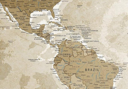 artgeist Pinboard World Map 35x24 in - Cork Board & Canvas Print Wall Art 1 pcs Memoboard with 50 Pins Noticeboard Message Board Image Picture Home Decor Travel Map Map of The World k-C-0127-p-a