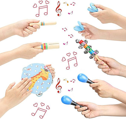 Kids Musical Instruments Toys Set: Baby Music Toys Montessori Percussion for Toddlers - Preschool Educational Musical Toys Set for Boys and Girls with Storage Bag (Blue)